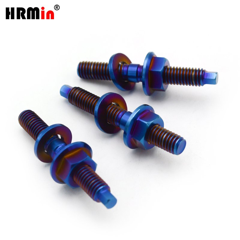 HRMin M6 Blue Titanium Exhaust Manifold Stud Hex Flange Nut Washer Kit High Performance Car Automobile Motorcycle Vehicle New
