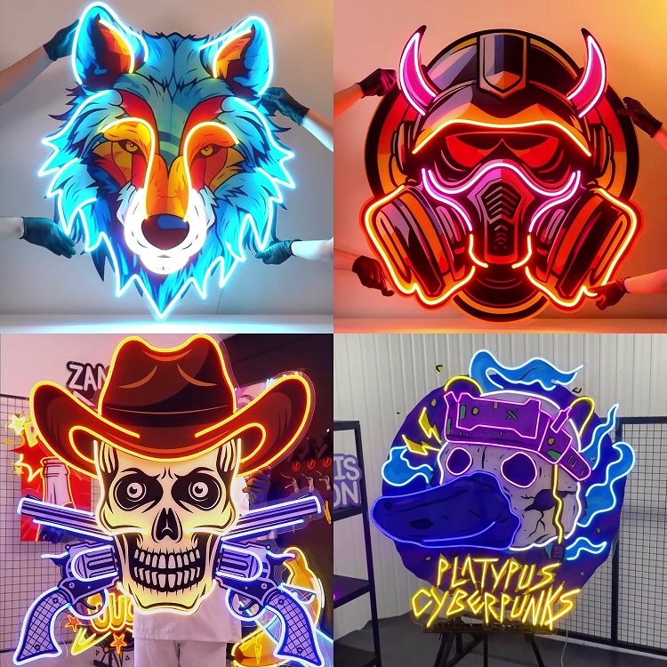 Factory Free Design Artwork Led Neon Light Custom Acrylic UV Anime Full Color Pop Decoration Led Neon Light Electronic Sign