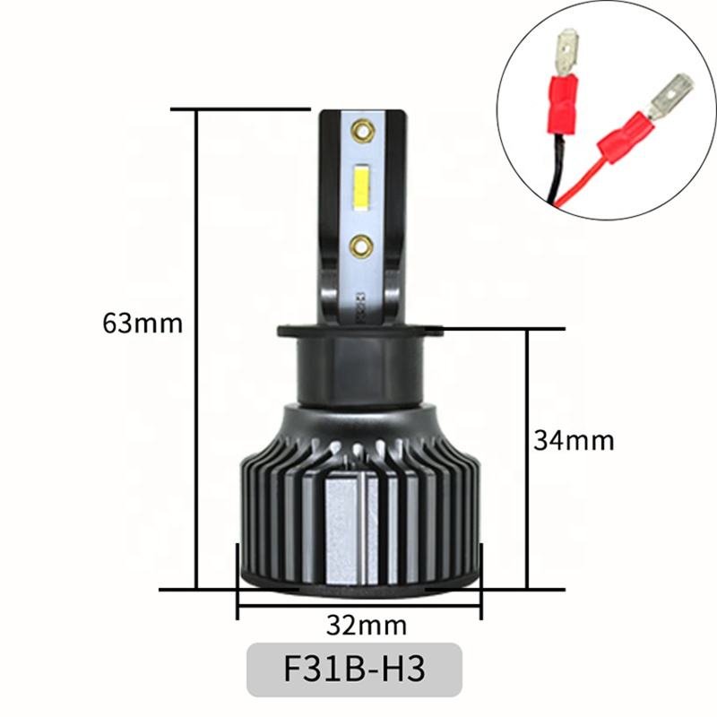 Cars Led Head Light H3 Led Headlamp 6000K Auto Led Headlight Bulbs Waterproof Fans Car Fog Light