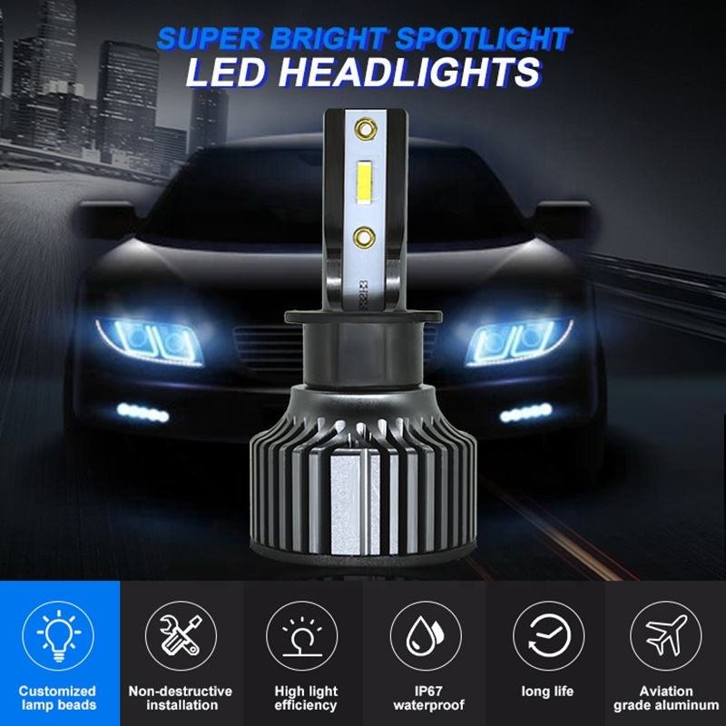 Cars Led Head Light H3 Led Headlamp 6000K Auto Led Headlight Bulbs Waterproof Fans Car Fog Light
