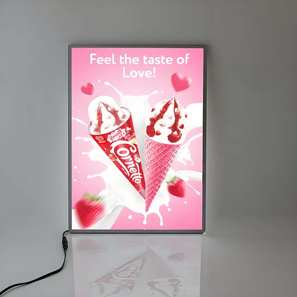 Custom Store Business logo Led Ice Cream Shop Wall Decoration Slim Led Lighting Box Advertising Board Decoration for Shop Decor