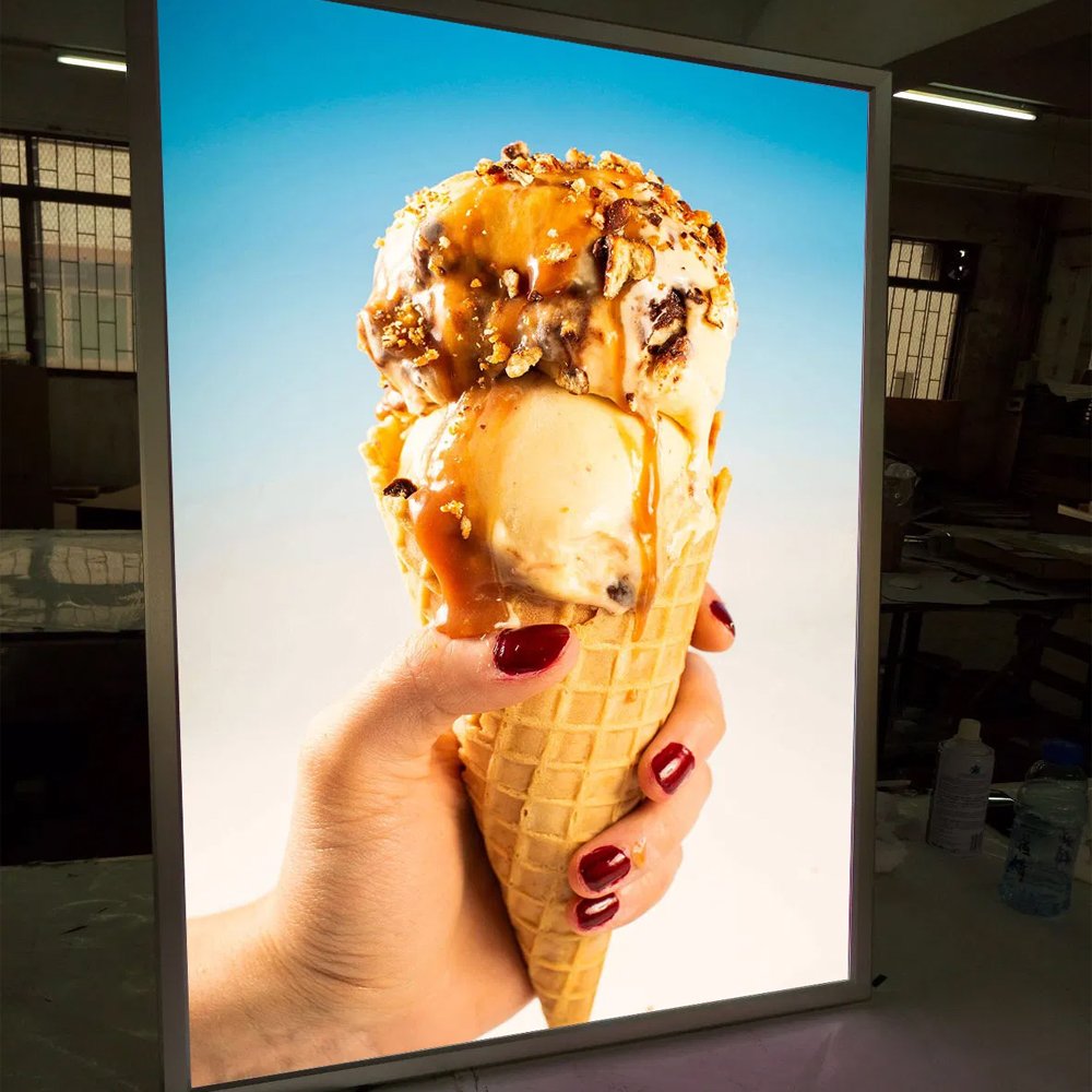 Custom Store Business logo Led Ice Cream Shop Wall Decoration Slim Led Lighting Box Advertising Board Decoration for Shop Decor