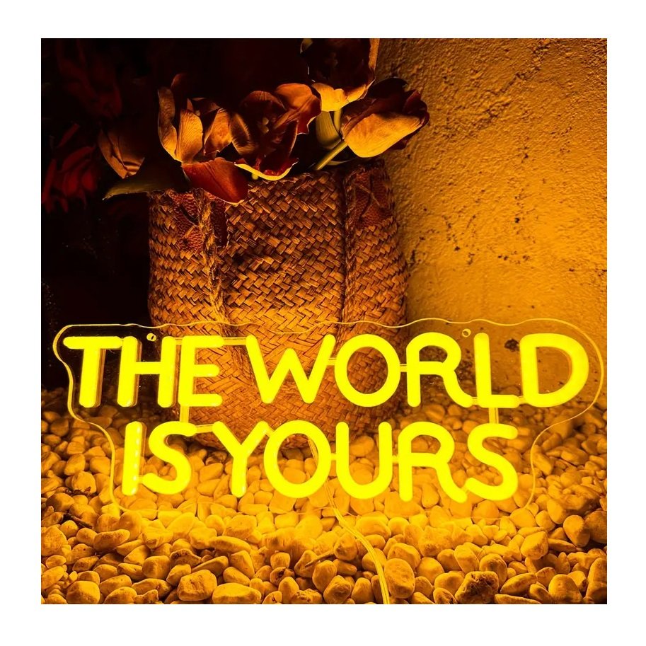 Neon Signs the World Is Yours Light up Signs Indoor Bedroom Room Decor Wall Led Light Bar Living Room Office Decoration Light