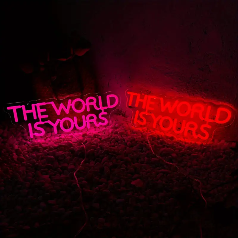 Neon Signs the World Is Yours Light up Signs Indoor Bedroom Room Decor Wall Led Light Bar Living Room Office Decoration Light
