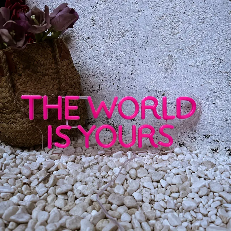 Neon Signs the World Is Yours Light up Signs Indoor Bedroom Room Decor Wall Led Light Bar Living Room Office Decoration Light