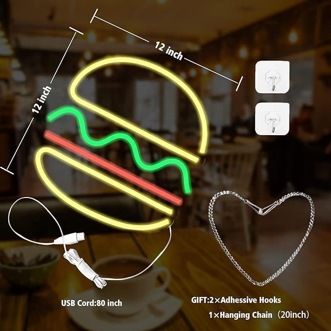 Outdoor Burger Open Neon Signs China Supplier Led Lighting Flex Neon Signage