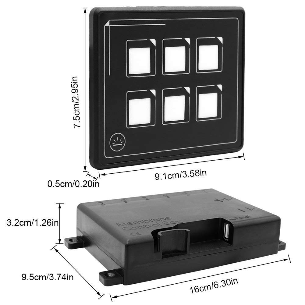 DC 12 V / 24V 6 Gang LED Switch Panel Slim Touch Control Panel Box for Car Marine