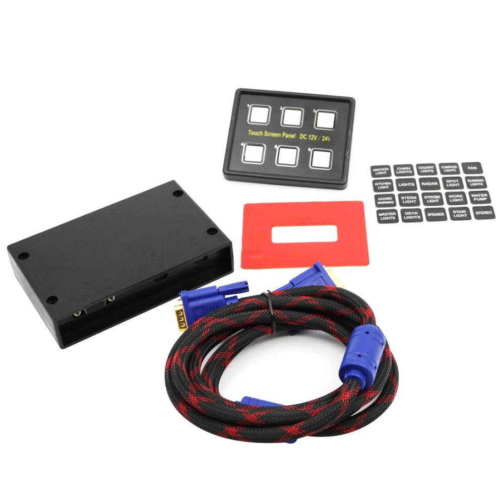 DC 12 V / 24V 6 Gang LED Switch Panel Slim Touch Control Panel Box for Car Marine