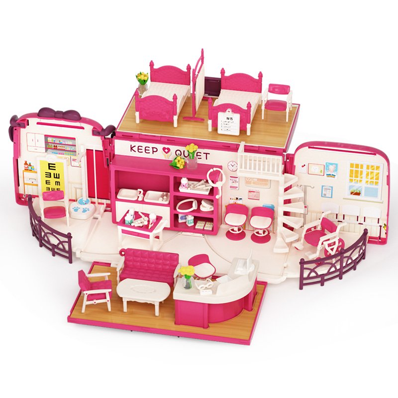 Koala Diary Miniature Dollhouse with Furniture and Accessories Plastic Furniture Dollhouse Play set for Toddlers
