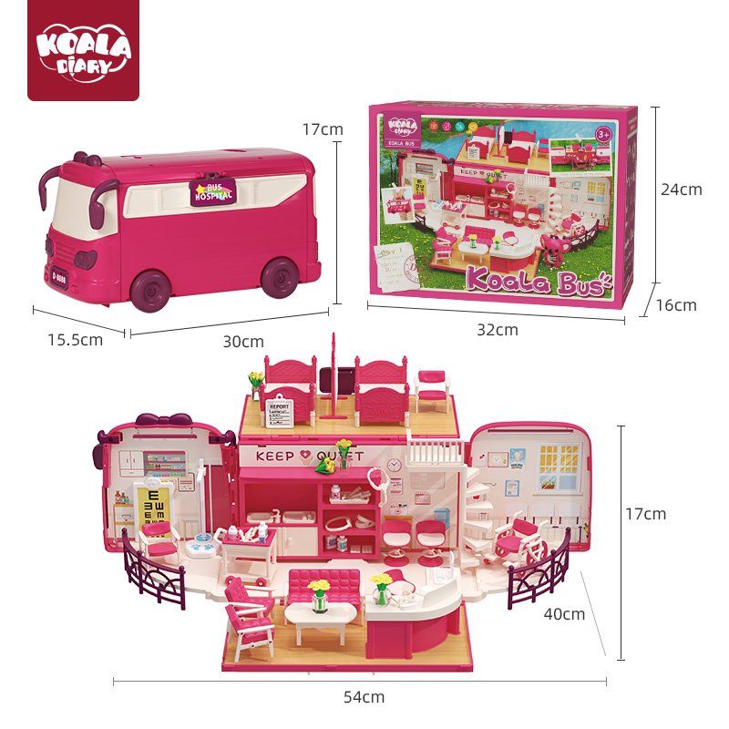 Koala Diary Miniature Dollhouse with Furniture and Accessories Plastic Furniture Dollhouse Play set for Toddlers