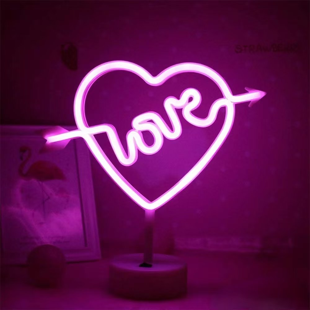 1pc Dimmable Pink Neon Sign Light for Bedroom, Home Decor - USB Powered Multipurpose Wall Mounted LED Sign