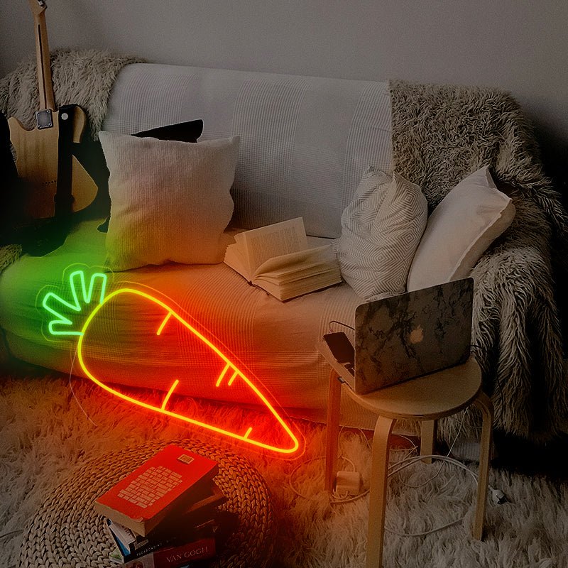 Carrots Neon Sign Led Light for Wall Decor Light up Sign for Art Restaurant Animal Kindergarten Room Child Vegetables Neon Sign