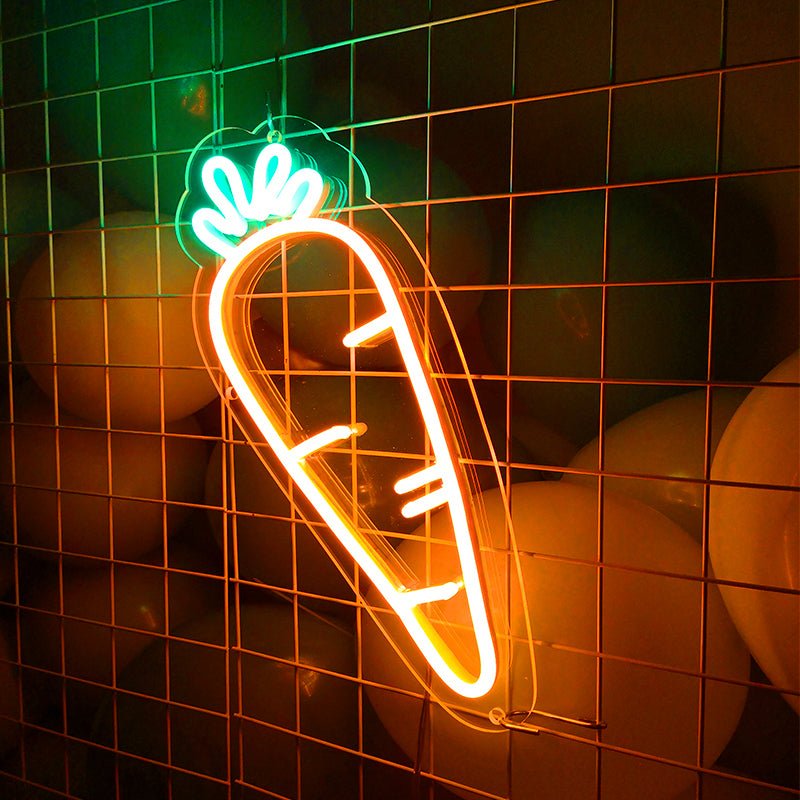 Carrots Neon Sign Led Light for Wall Decor Light up Sign for Art Restaurant Animal Kindergarten Room Child Vegetables Neon Sign