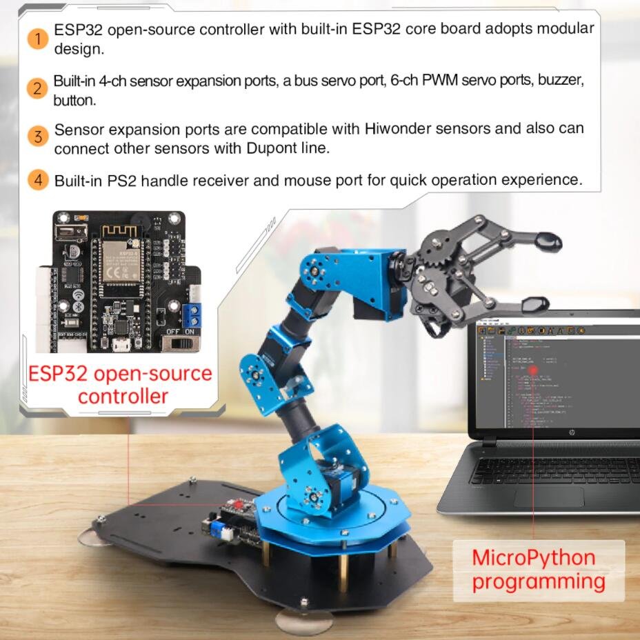 Easy Assembly ESP32 Smart Robot Kit for Artificial Intelligent Engineering Learner and Education