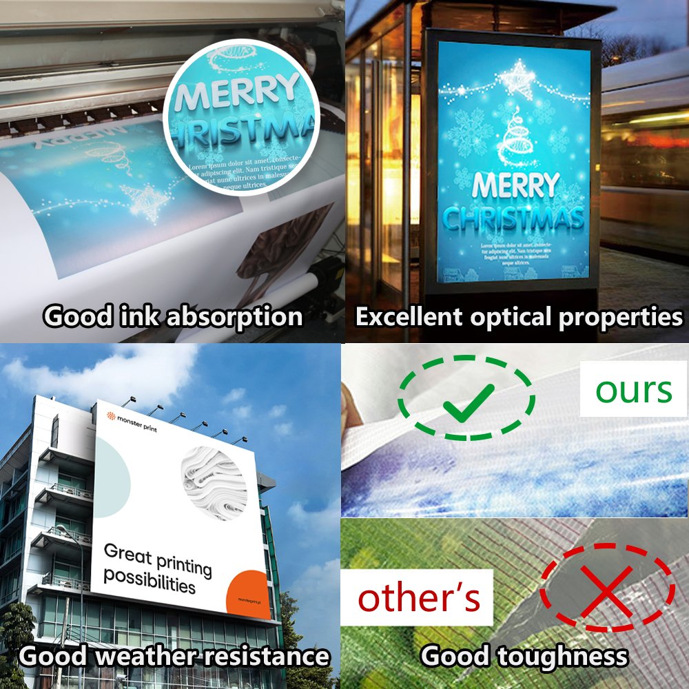 610gsm to 750gsm Heavy Weight Glossy PVC Flex Sheet for Bus Station Back Light Lightbox Advertisement Banner
