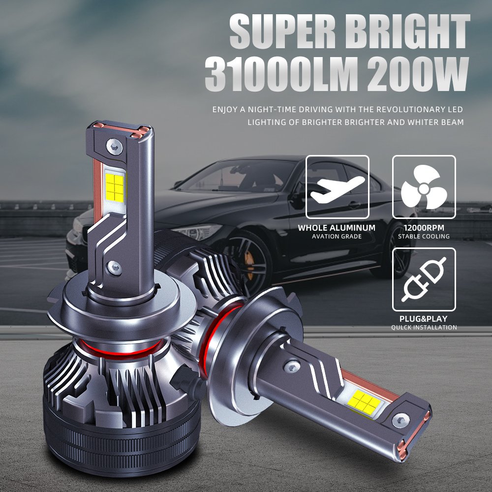 P7Q High Power 200W 30000LM H11 H4 H7 9005 9006 Car Led Headlight Bulbs for Canbus Auto Accessories