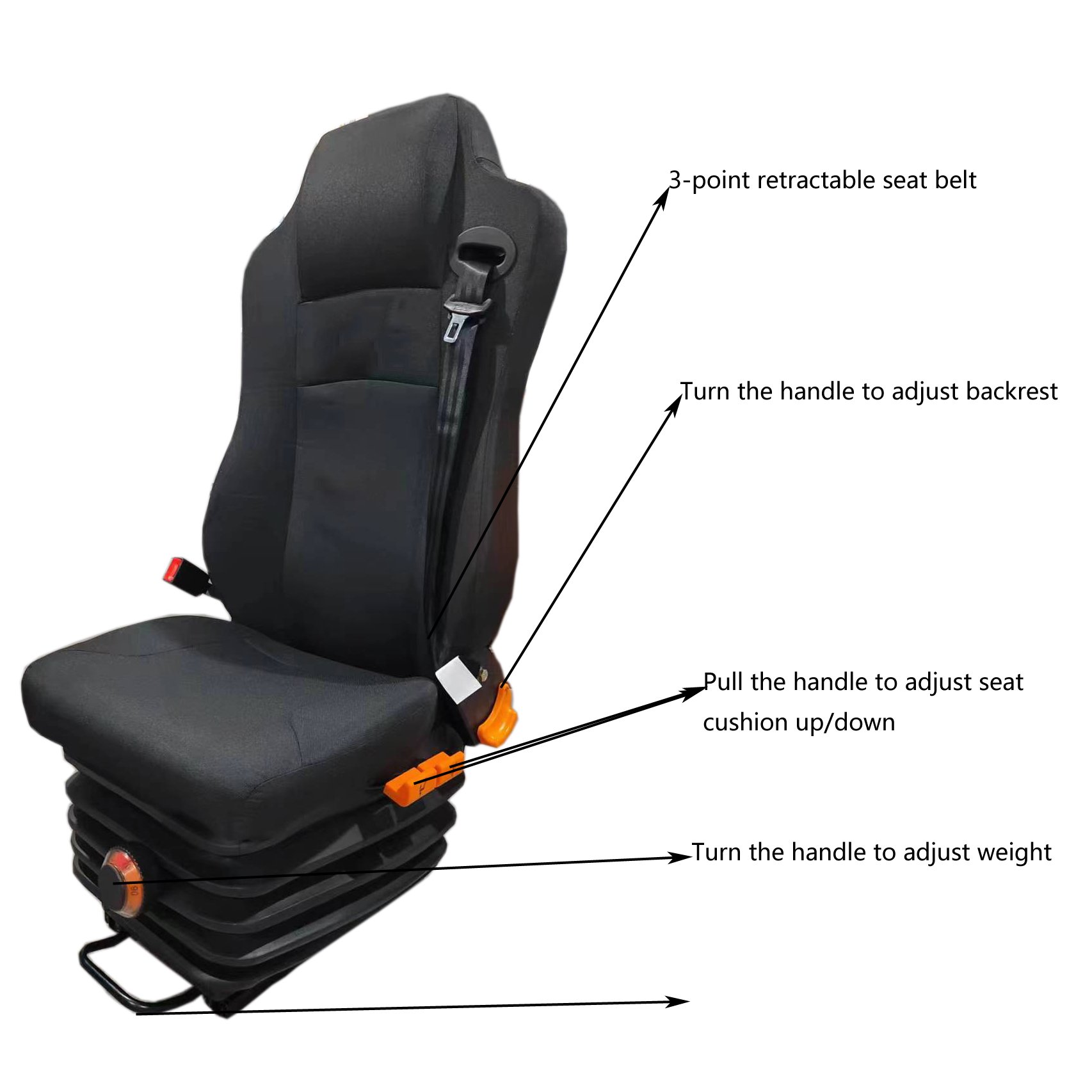 Mechanical Suspension Bus Driver Seat With Multi-function Adjustable