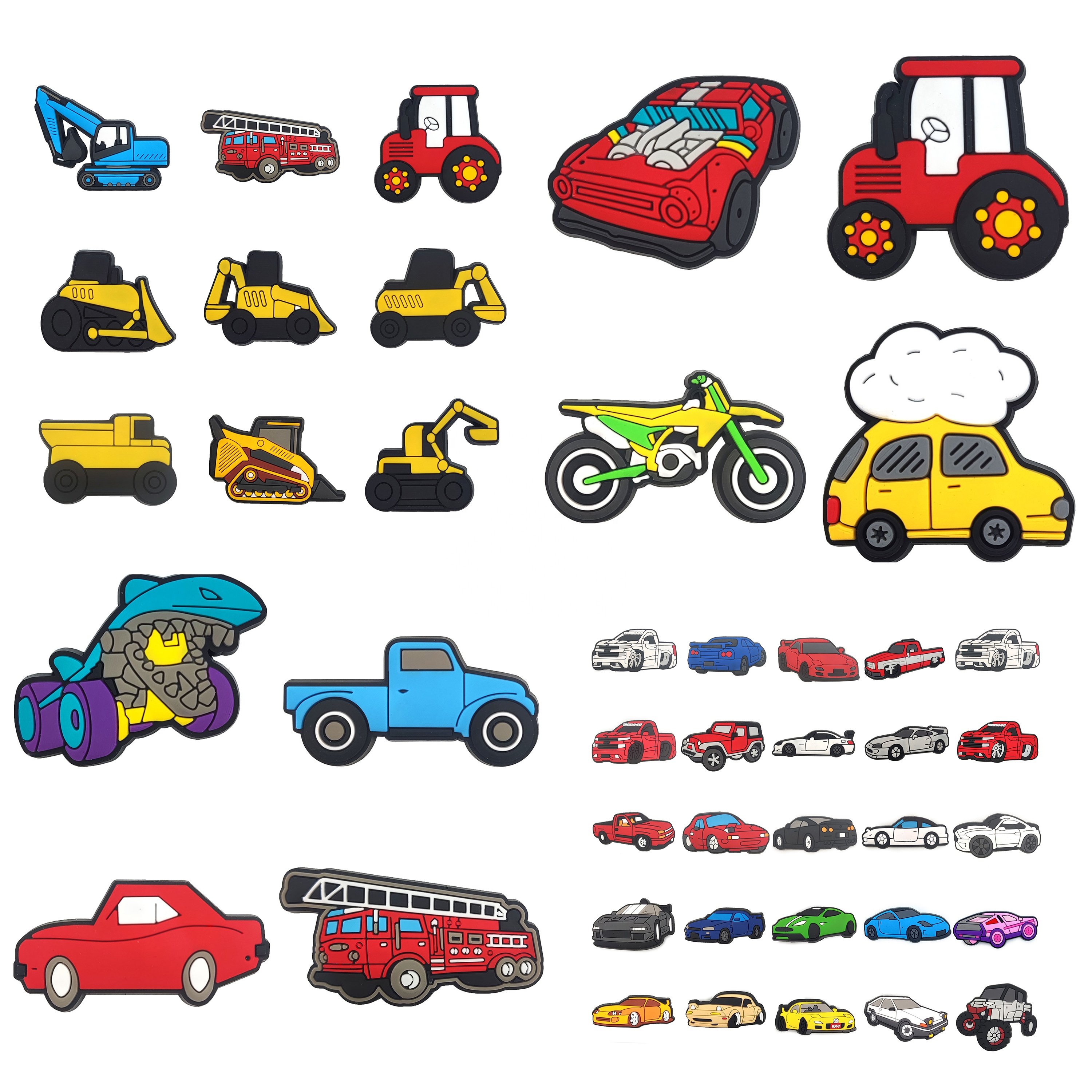 Sports Car Bus Racing Car Toy Gift for Boys 2024 New Wholesale Custom Shoe Designer Pvc Clogs Charms Accessories