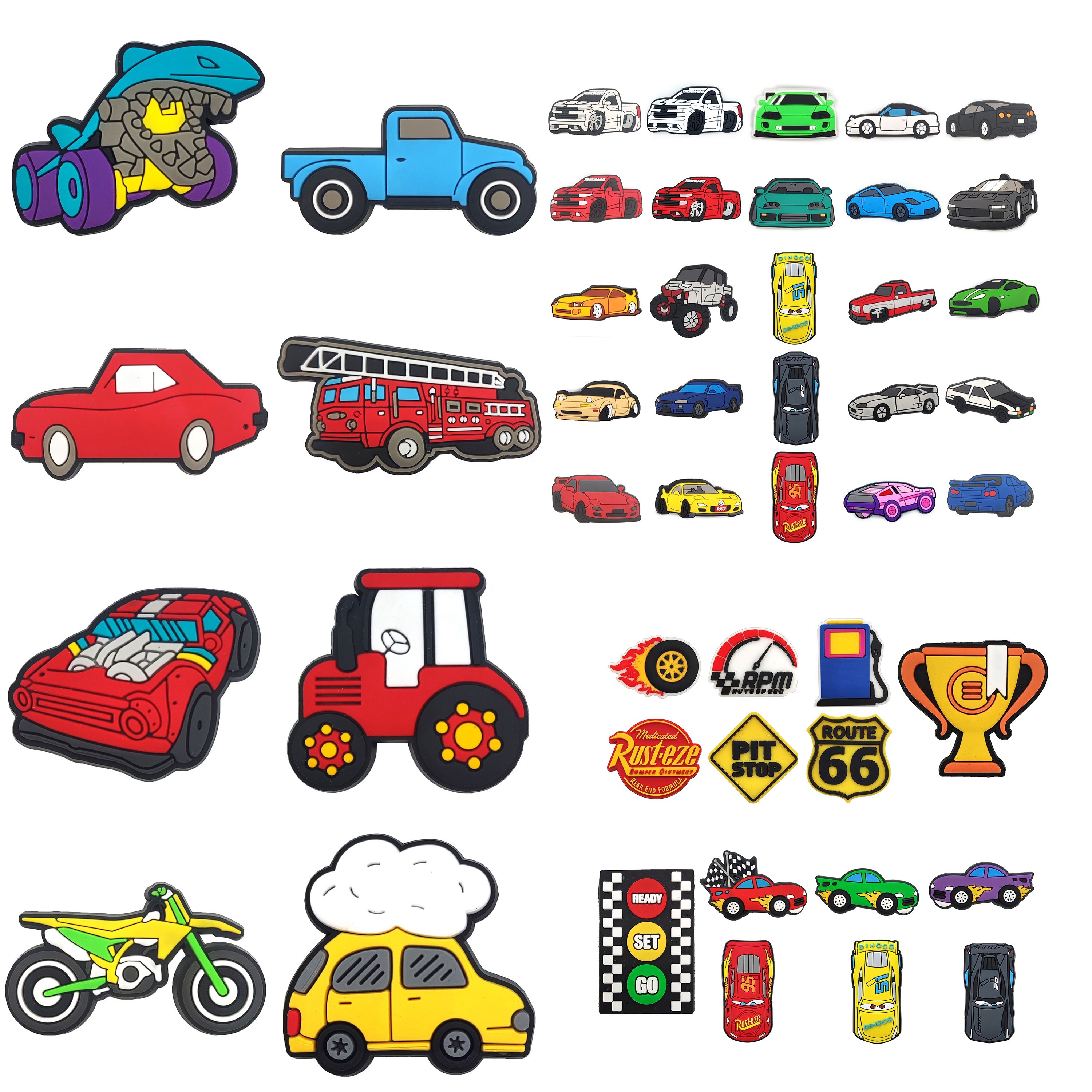 Sports Car Bus Racing Car Toy Gift for Boys 2024 New Wholesale Custom Shoe Designer Pvc Clogs Charms Accessories