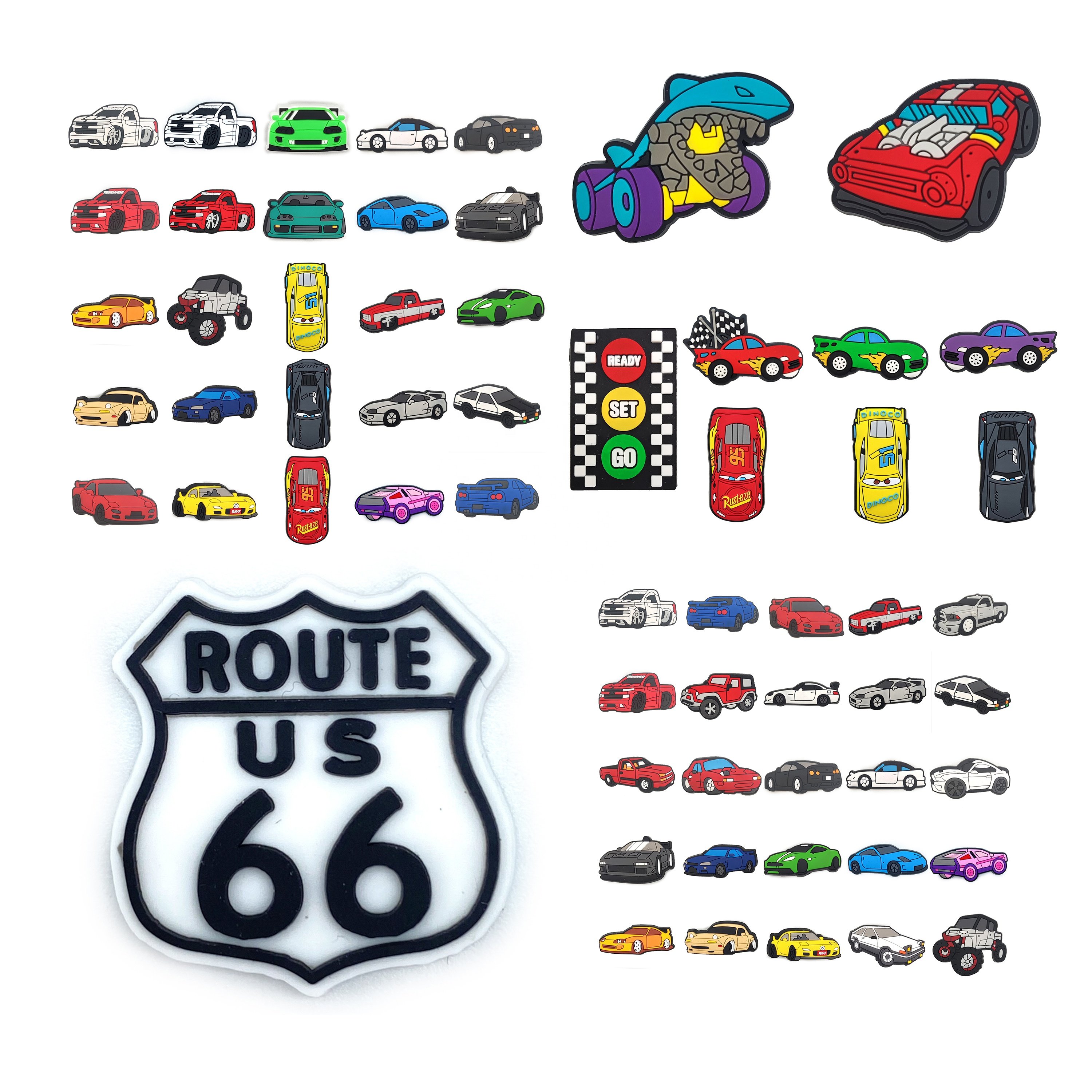 Sports Car Bus Racing Car Toy Gift for Boys 2024 New Wholesale Custom Shoe Designer Pvc Clogs Charms Accessories