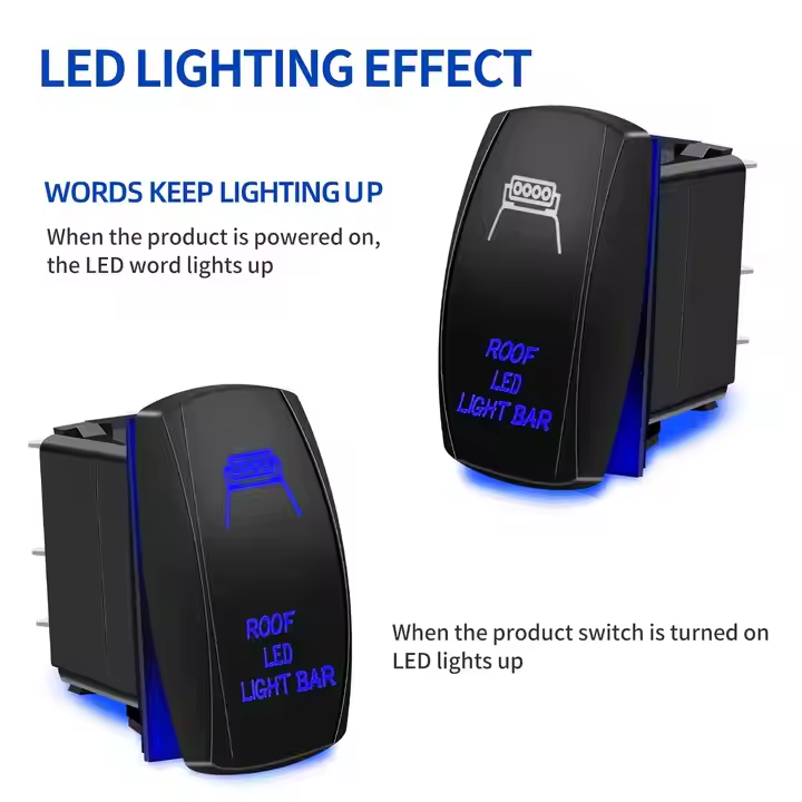 5Pin Laser LED Light Bar with Rocker Switch Waterproof Blue LED Light for Jeep Truck Yacht Bus Accessories on off Rocker Switch