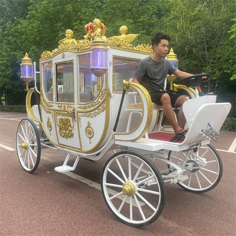 2025 Royal Wedding Horse Carriage Customized Horse Cart Special Transportation Vehicle Electric Sightseeing Cart Horse Wagon