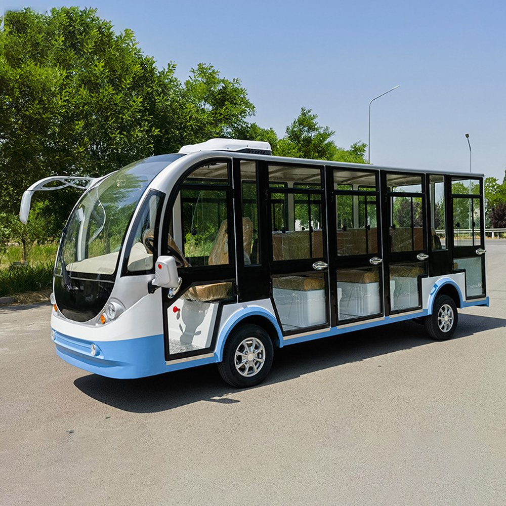 14 Seats Closed Electric Shuttle Bus Sightseeing Bus on Sale Max Motor Power Battery