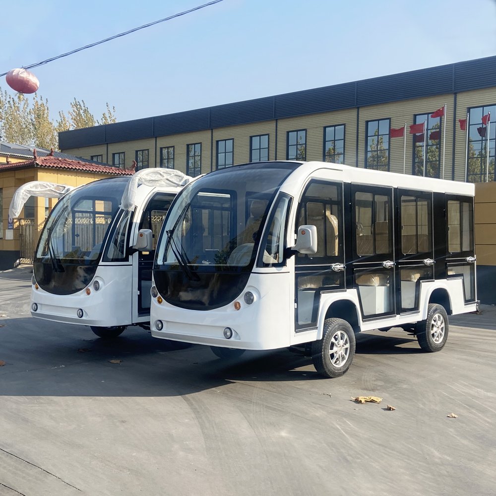 14 Seats Closed Electric Shuttle Bus Sightseeing Bus on Sale Max Motor Power Battery