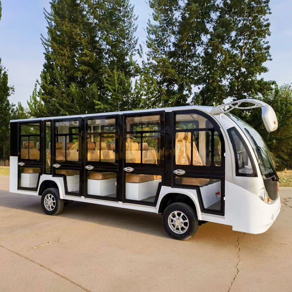 14 Seats Closed Electric Shuttle Bus Sightseeing Bus on Sale Max Motor Power Battery