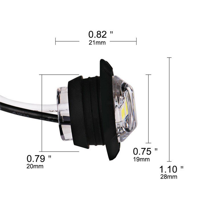 3/4" Round Clearance LED Front Rear Side Indicator Bullet Marker Light for Truck RV Car Bus Trailer Van Caravan Boat