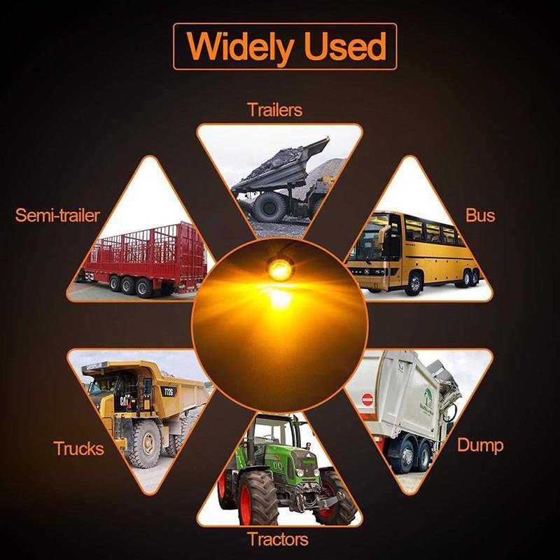3/4" Round Clearance LED Front Rear Side Indicator Bullet Marker Light for Truck RV Car Bus Trailer Van Caravan Boat