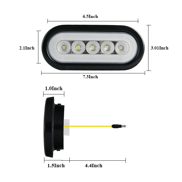 Universal 12v 24v Rubber Grommet Mount High Brightness LED Tail Stop Reverse Light Lamp for Truck Bus Van Car