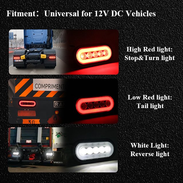 Universal 12v 24v Rubber Grommet Mount High Brightness LED Tail Stop Reverse Light Lamp for Truck Bus Van Car