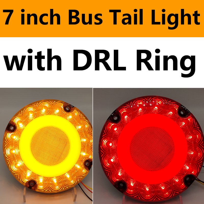 Manufacturer Wholesale 7 Inch Round Red Amber Strobe School Bus LED Stop Tail Turn Rear Lights Rear Stop Turn Tail Brake Lamps