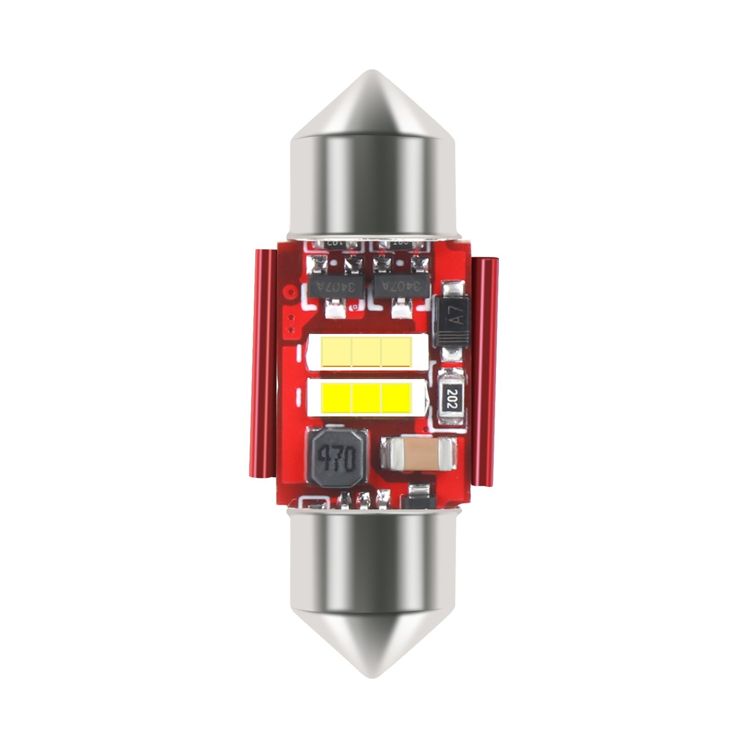 1860 2SMD Dual Color LED Festoon Bulbs, White/Ice Blue 8000K 31mm LED for Map, Dome, Door, Trunk, Stepwell Courtesy Lights