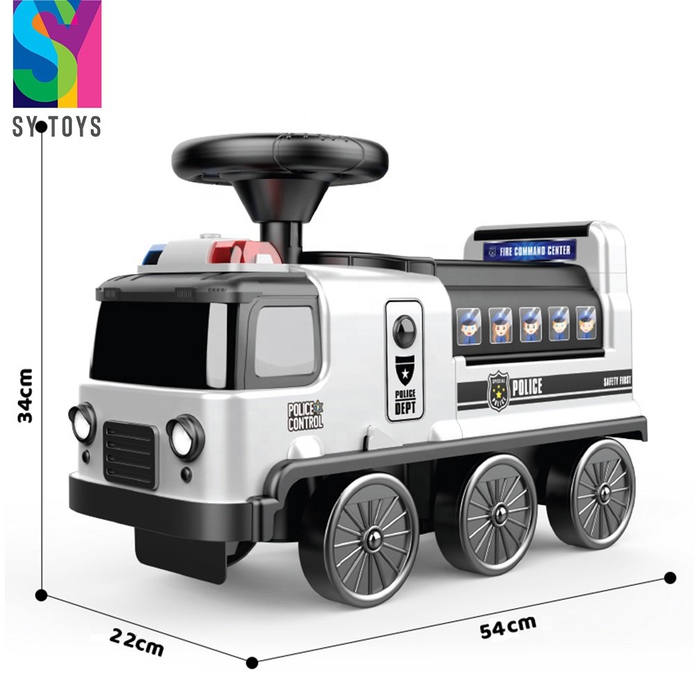 SY 2 in 1 Electric Kids New Police Ride on Car with Lights Music Sound Story