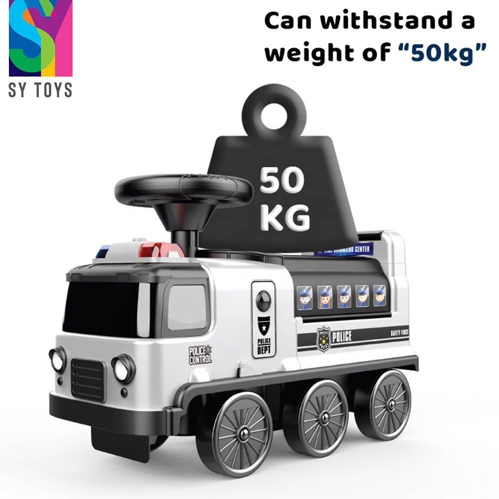 SY 2 in 1 Electric Kids New Police Ride on Car with Lights Music Sound Story