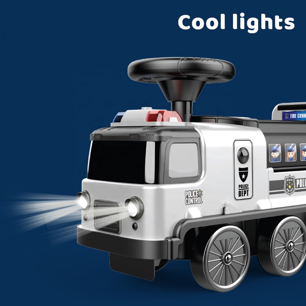 SY 2 in 1 Electric Kids New Police Ride on Car with Lights Music Sound Story