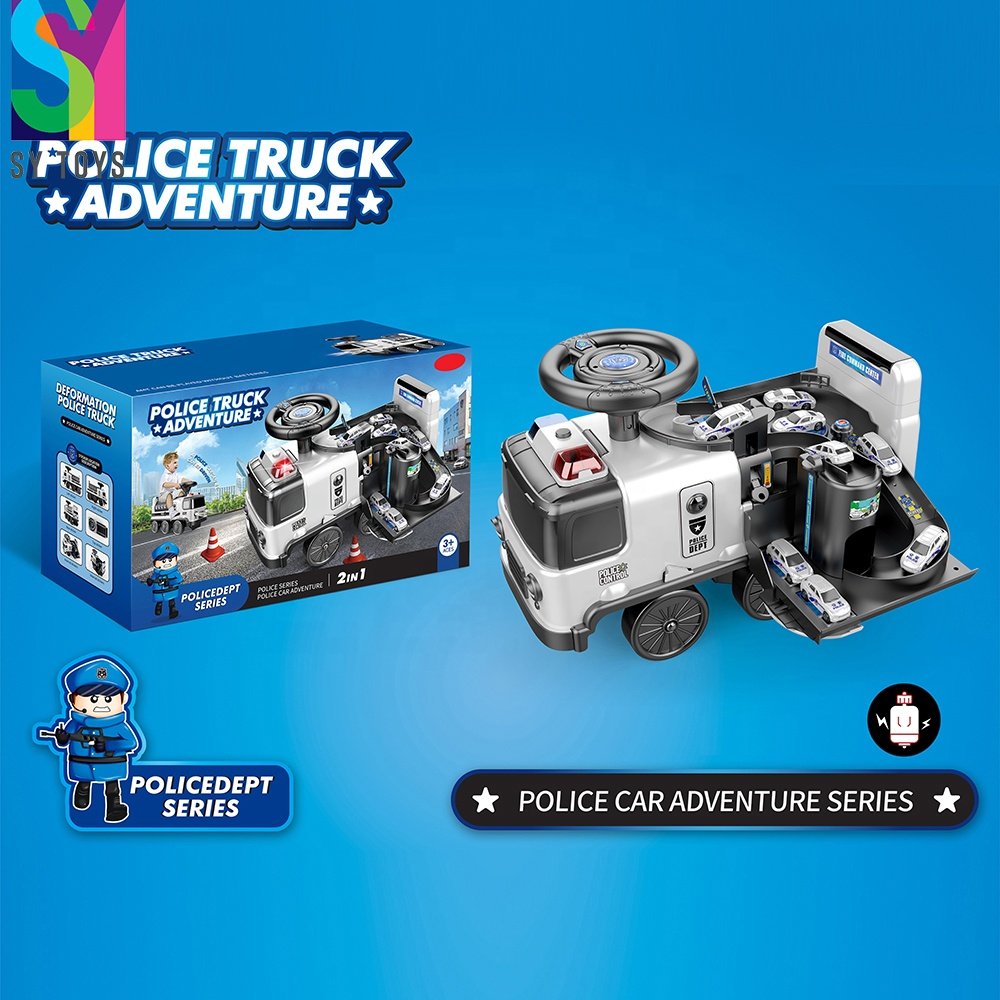 SY 2 in 1 Electric Kids New Police Ride on Car with Lights Music Sound Story