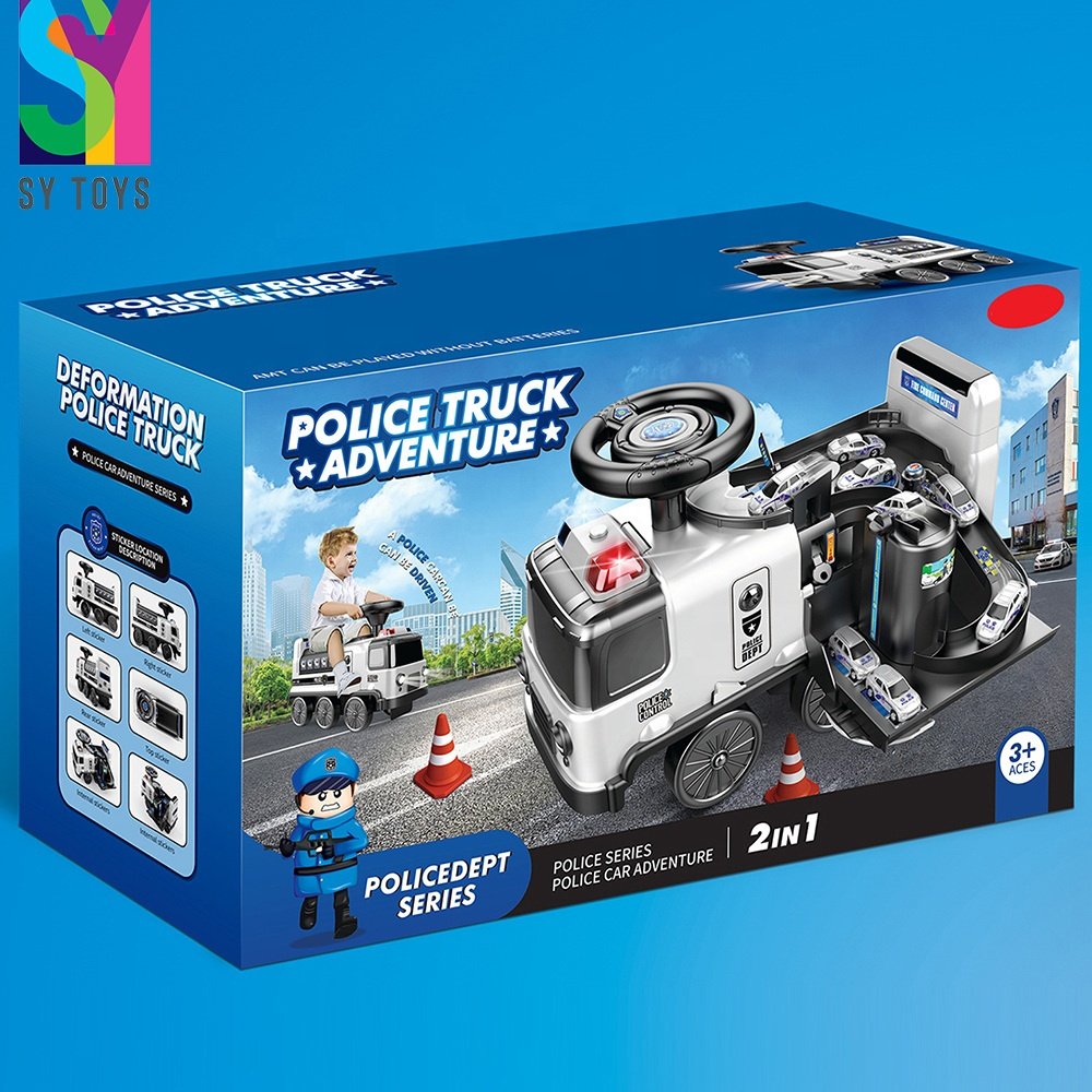 SY 2 in 1 Electric Kids New Police Ride on Car with Lights Music Sound Story