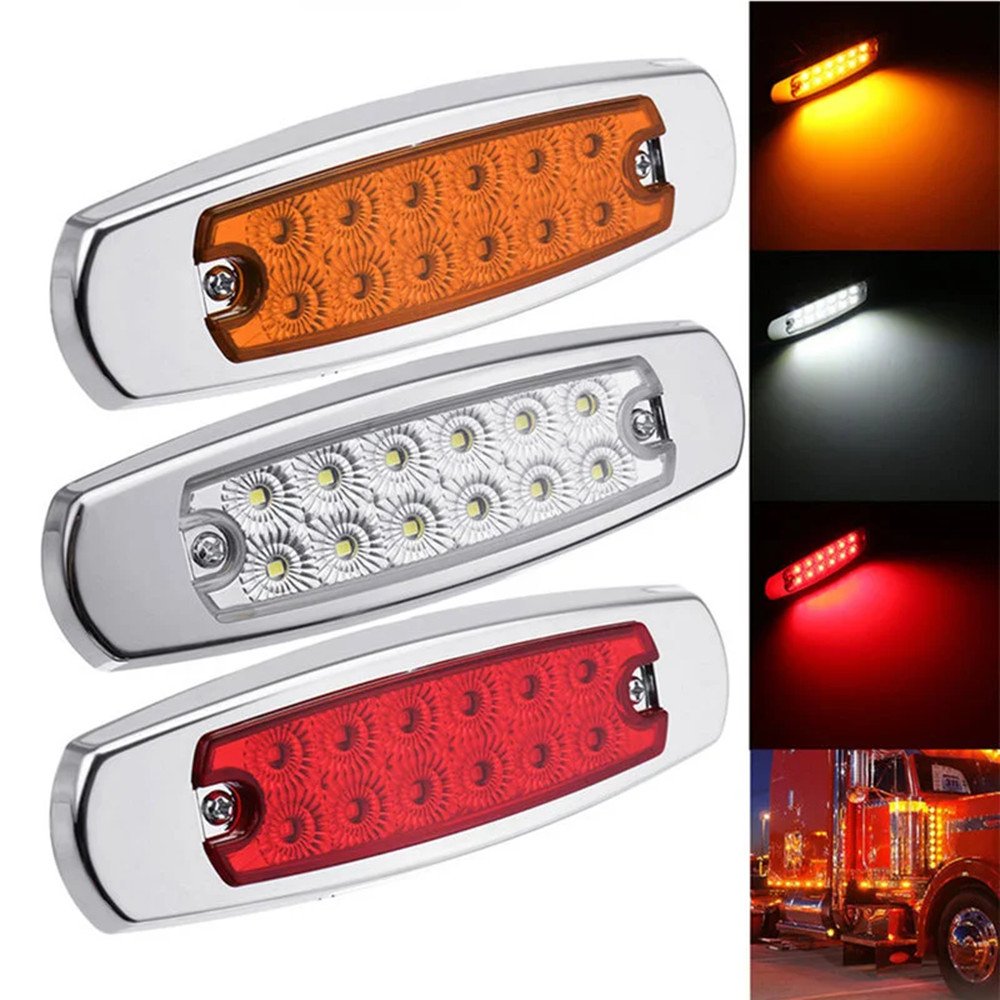 10CM 12V 24V 12LED Truck Side Light Car Exterior Warning Tail Signal Lights Trailer Auto Brake Light Indicator Lamp