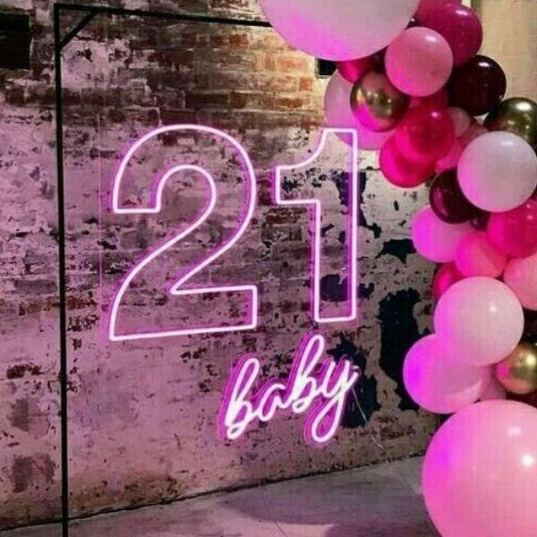 Drop Shipping 2023 Custom Neon Lights Sign Numbers Popular Led Advertising 21 40 Neon Sign With Stand for Wedding Decor