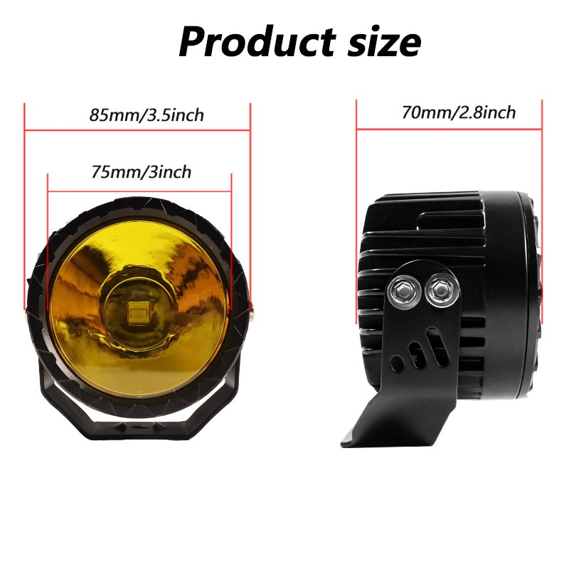 Super Bright 3.5 Inch Spotlight Amber Yellow LED Work Driving Head Universal Fog Light Bike Motorcycle