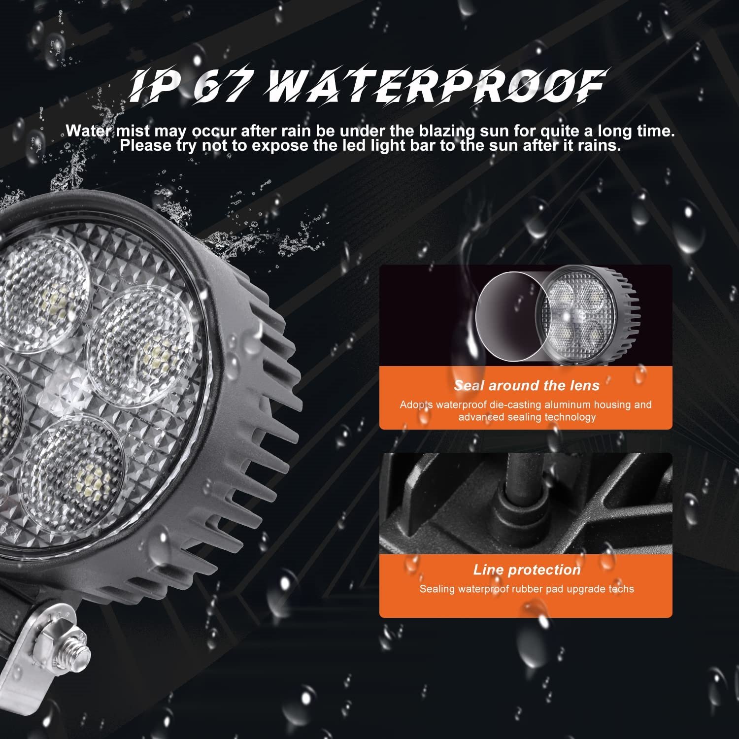 Round LED Light 3 Inch 24 W 2200 LMS Flood Light 12-30 V Led Work Lights for Truck 4 OSRAM Lamp Beads
