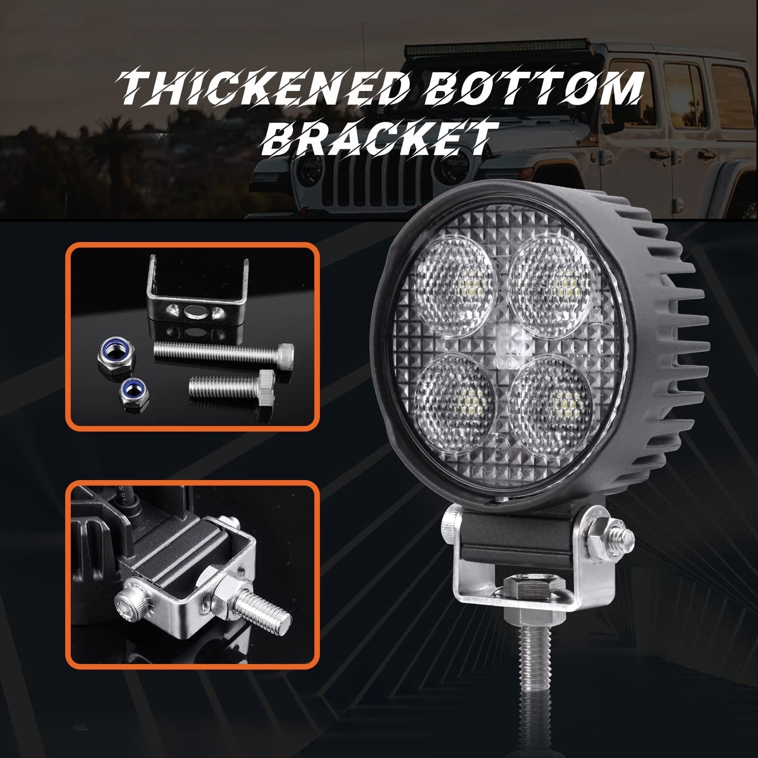 Round LED Light 3 Inch 24 W 2200 LMS Flood Light 12-30 V Led Work Lights for Truck 4 OSRAM Lamp Beads