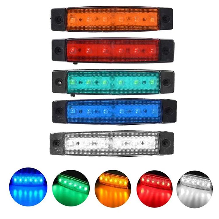 Waterproof 12V-24V 6LED Side Marker Indicator Lights Truck RV Trailer Bus Boat Universal Lights Amber Red Green White Blue