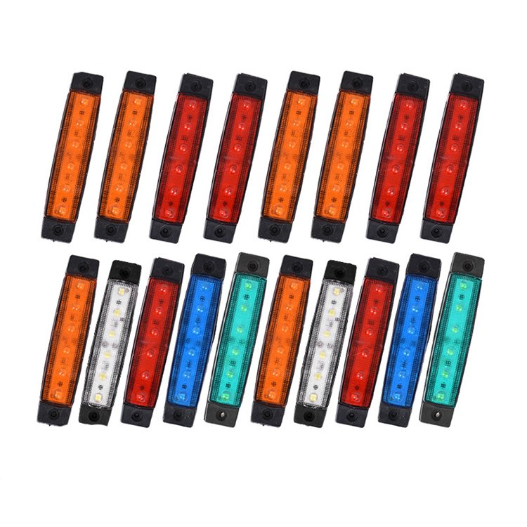 Waterproof 12V-24V 6LED Side Marker Indicator Lights Truck RV Trailer Bus Boat Universal Lights Amber Red Green White Blue