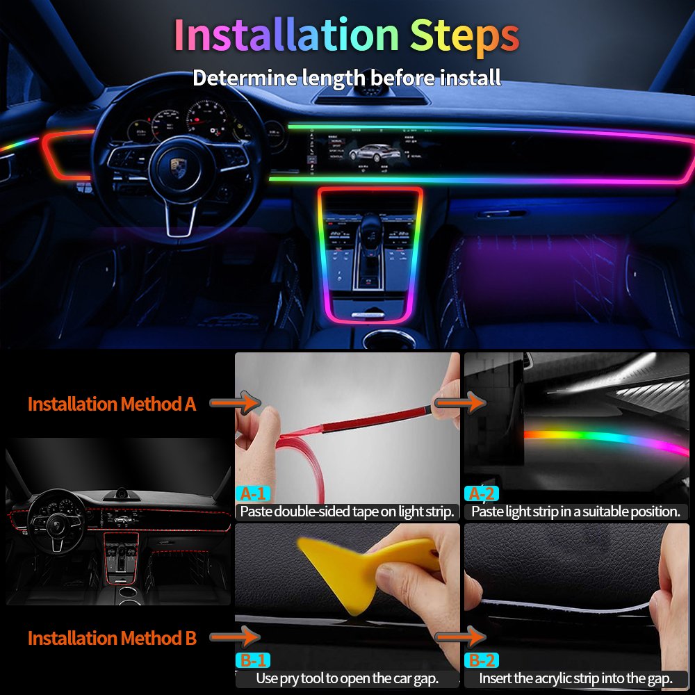 Full Color USB Streamer Car Ambient Lighting Rgb App Control Led Interior Symphony Atmosphere Lamp Kit Dynamic Car Strip Light
