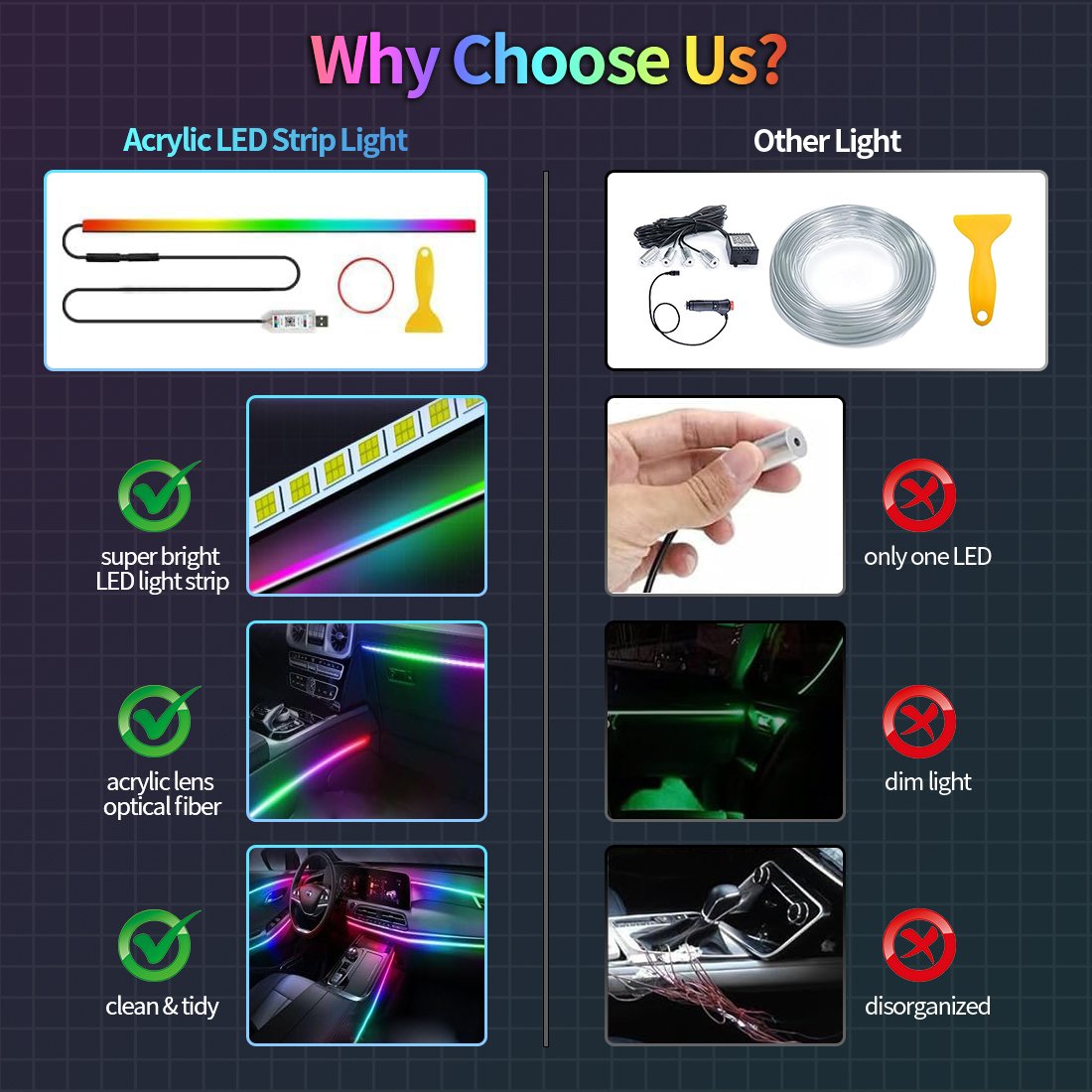 Full Color USB Streamer Car Ambient Lighting Rgb App Control Led Interior Symphony Atmosphere Lamp Kit Dynamic Car Strip Light
