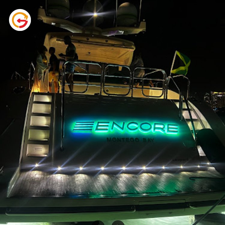 JAGUARSIGN Manufacturer Custom 316L Stainless Steel Backlit LED Signage Custom Backlit Yacht Sign Letters Illuminated Boat Name